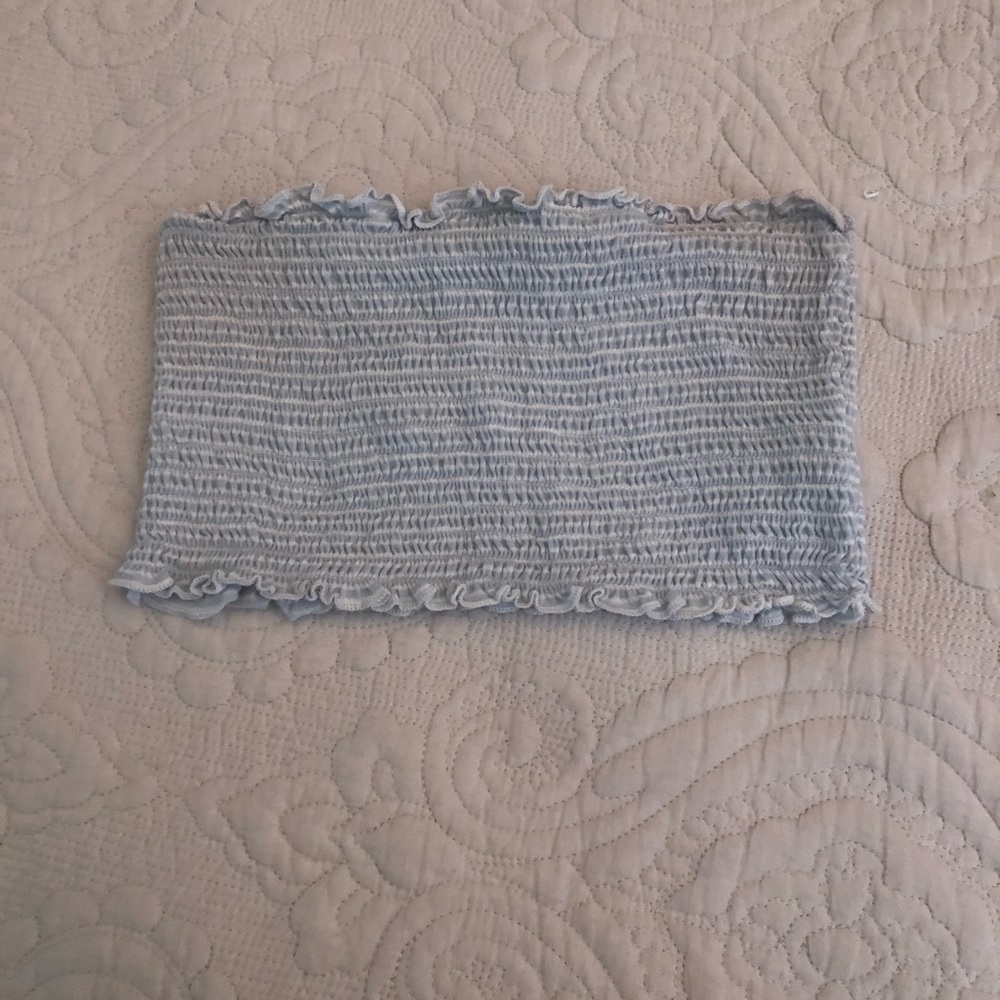 Blue and white striped crop top
